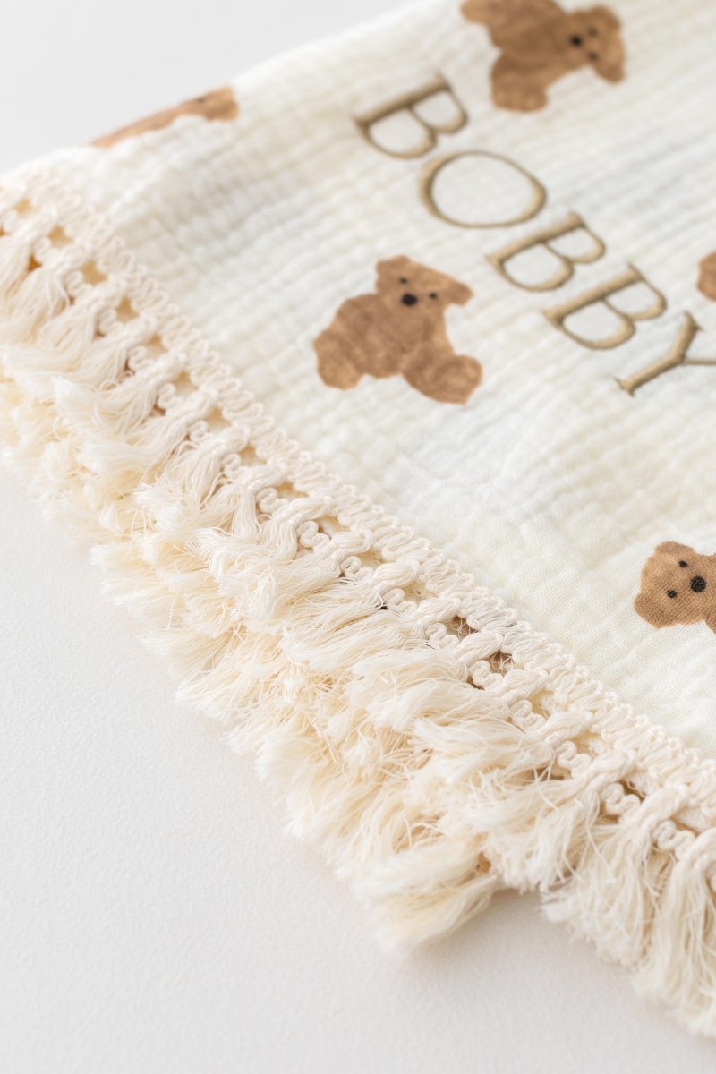 The Bear Muslin Frill Blanket Swaddle - Blankets