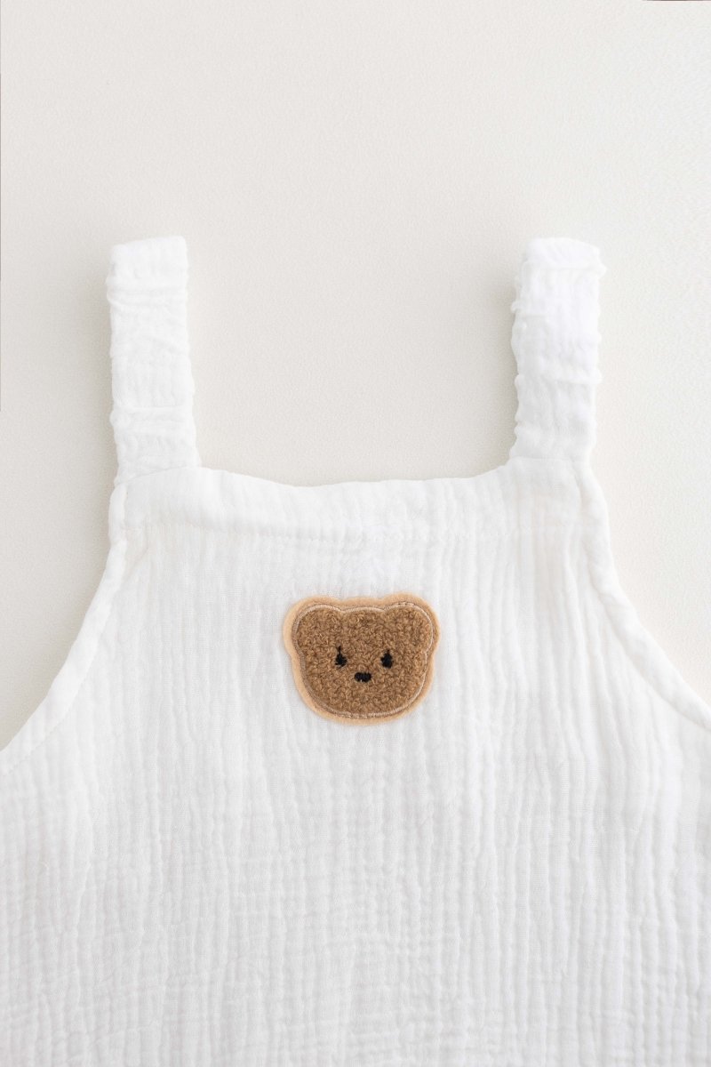 The Bear Set Hat & Romper White - Rompers