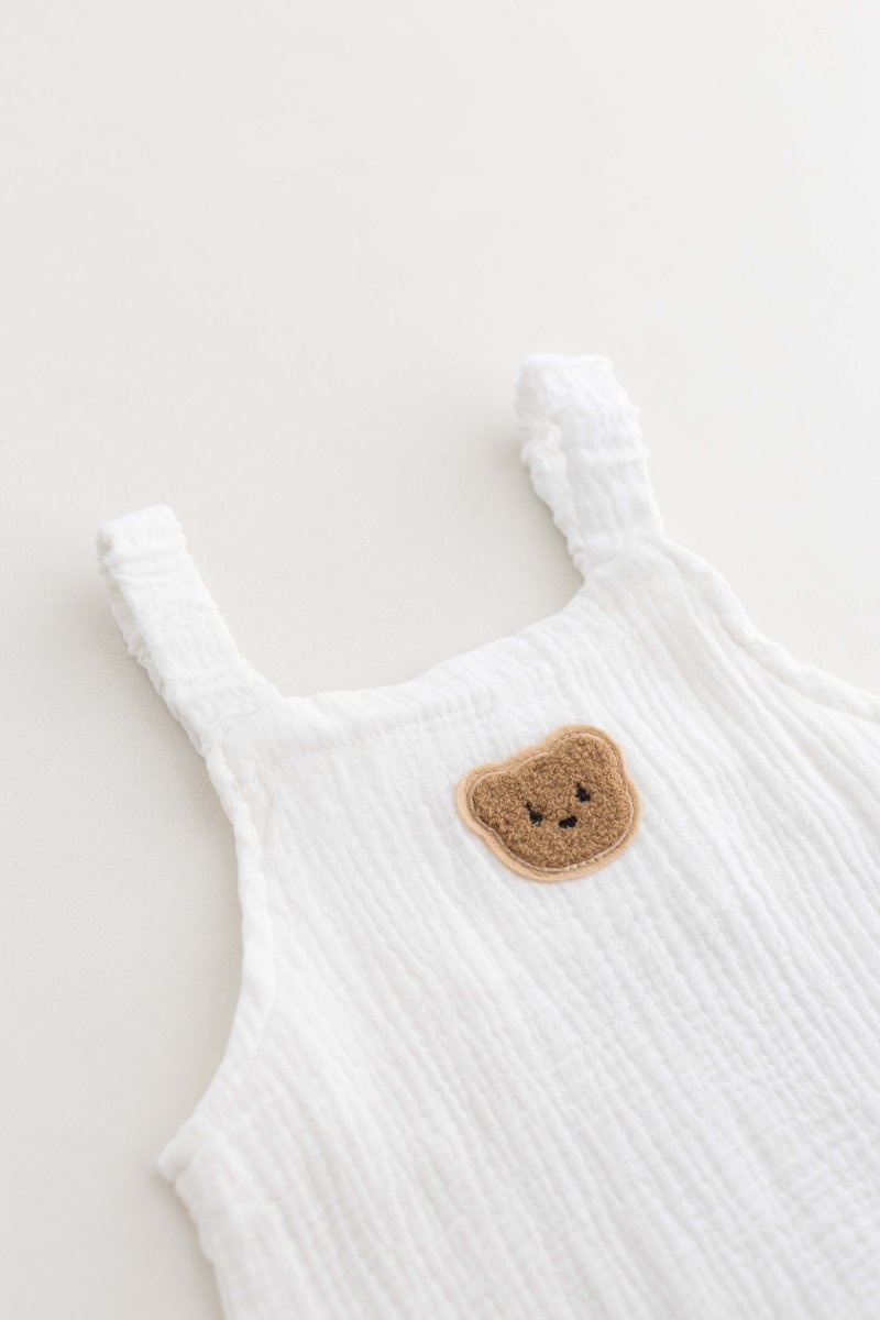 The Bear Set Hat & Romper White - Rompers