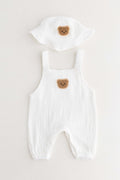 The Bear Set Hat & Romper White - Rompers