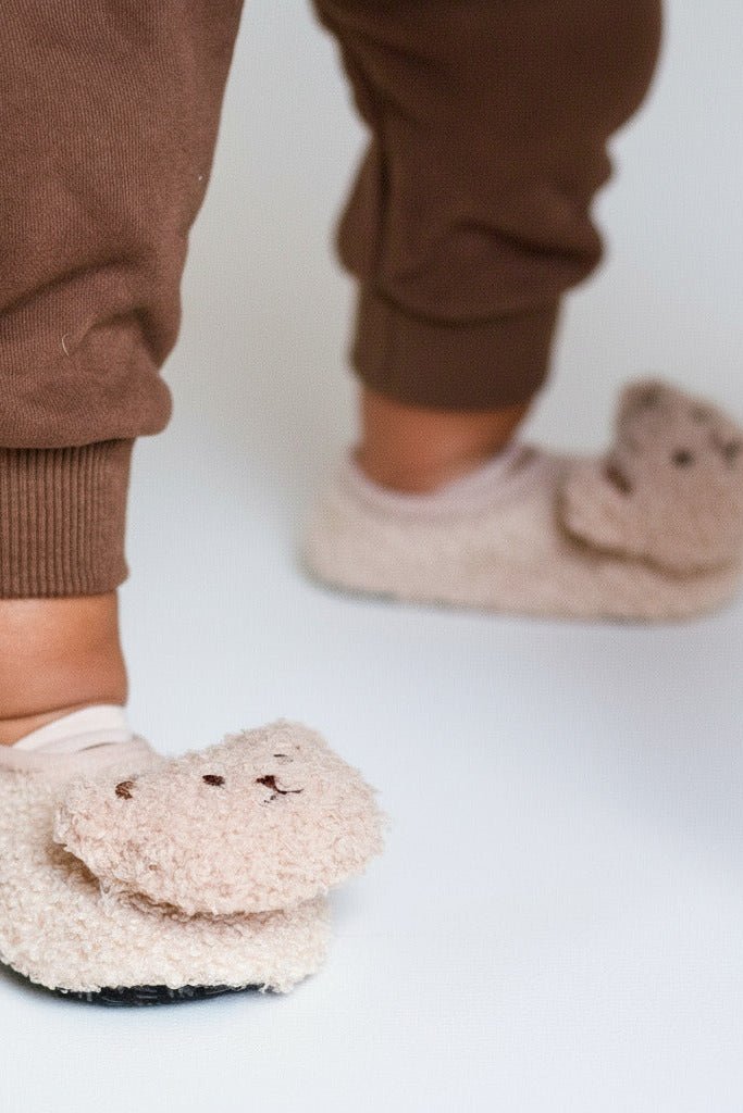 The Beige Bear Strap Slippers - Slippers