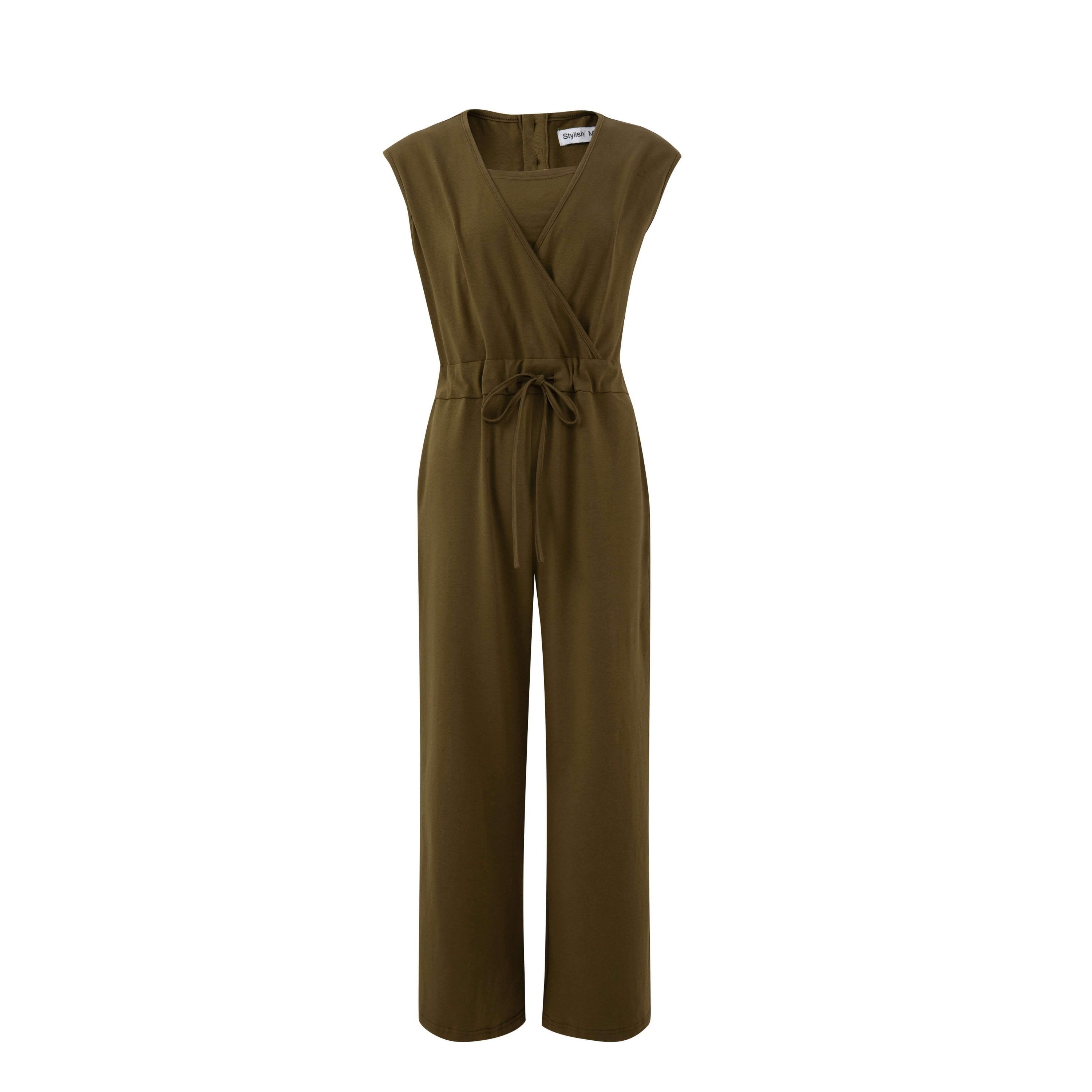 The Breastfeeding Jumpsuit - Kerry Cotton Khaki - Jumpsuit