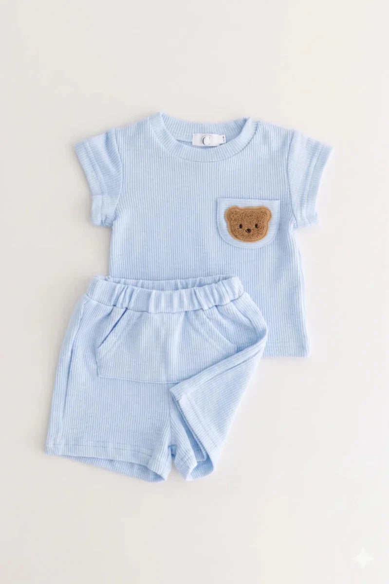 The Coloured Bear 2 Piece T-Shirt & Shorts Set - Blue / 6-12 M - Outfit Sets