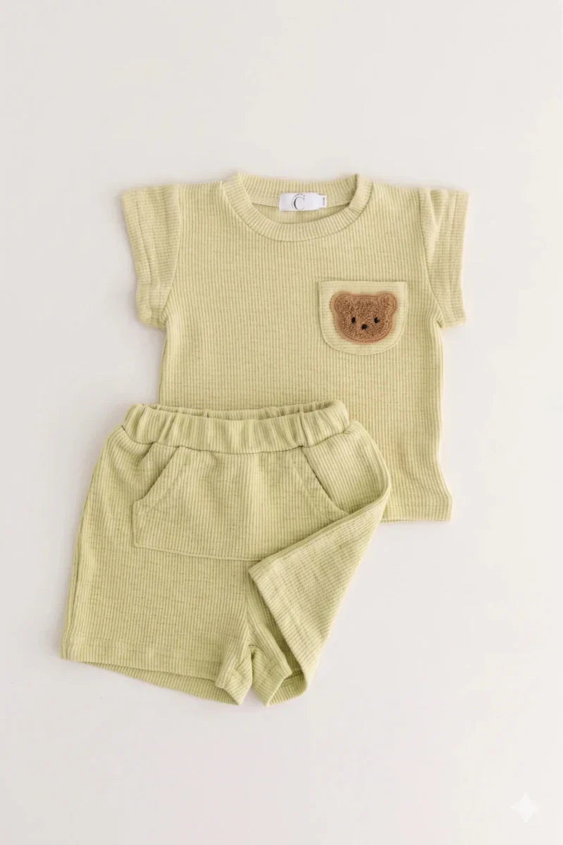 The Coloured Bear 2 Piece T-Shirt & Shorts Set - GREEN / 6-12 M - Outfit Sets