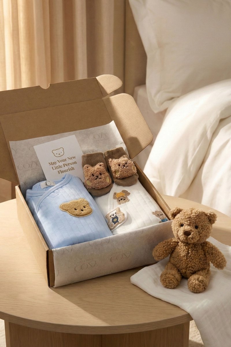 The Cozy Blue Boucle Baby Bear & Charming Bear Personalised Gift Box - Gift Sets