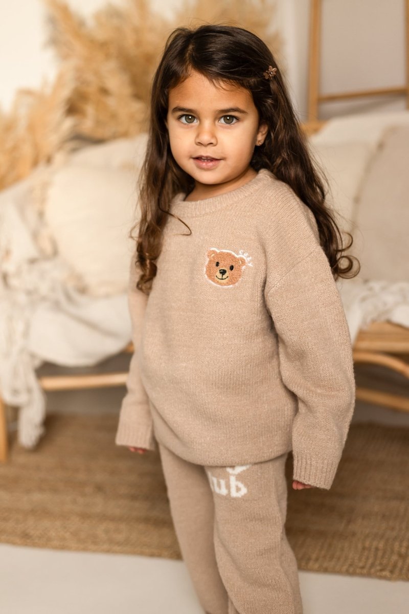 The Cozy Cub Knit Set Taupe Brown - Tracksuits