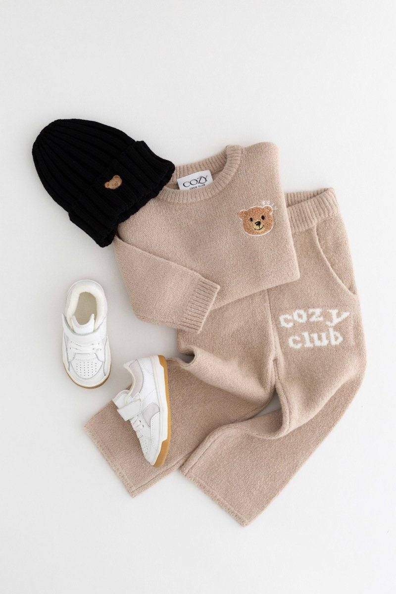 The Cozy Cub Knit Set Taupe Brown - Tracksuits