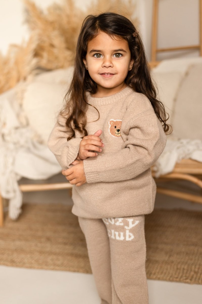 The Cozy Cub Knit Set Taupe Brown - Tracksuits
