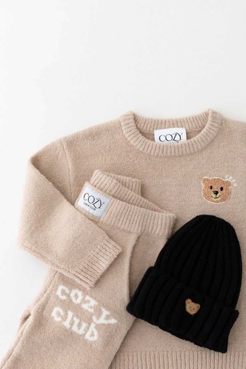 The Cozy Cub Knit Set Taupe Brown - Tracksuits