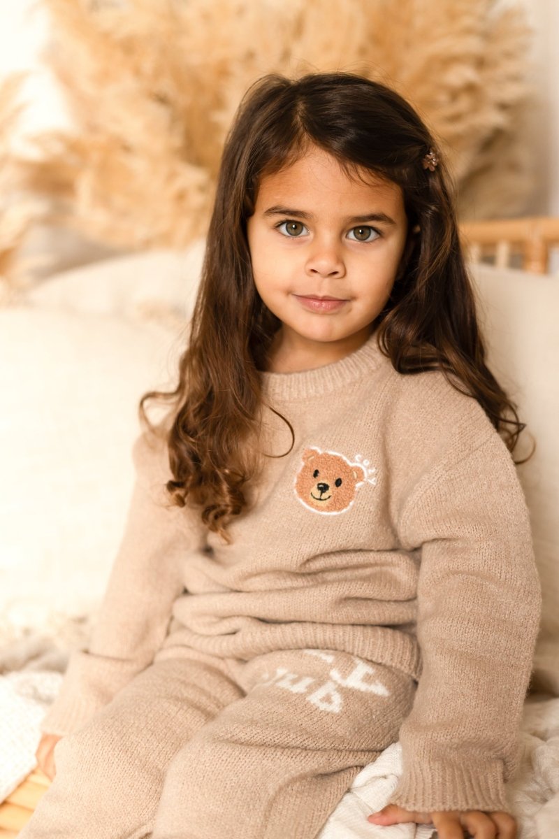 The Cozy Cub Knit Set Taupe Brown - Tracksuits