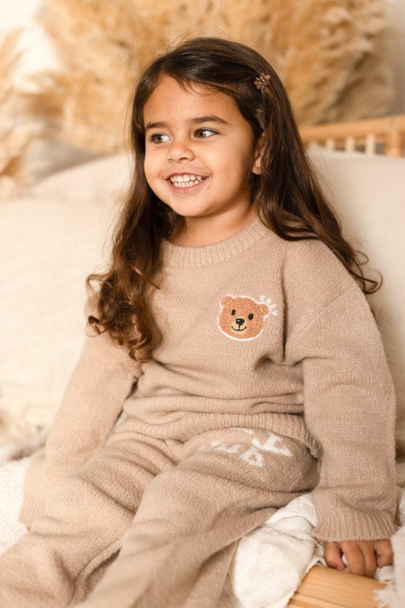 The Cozy Cub Knit Set Taupe Brown - Tracksuits