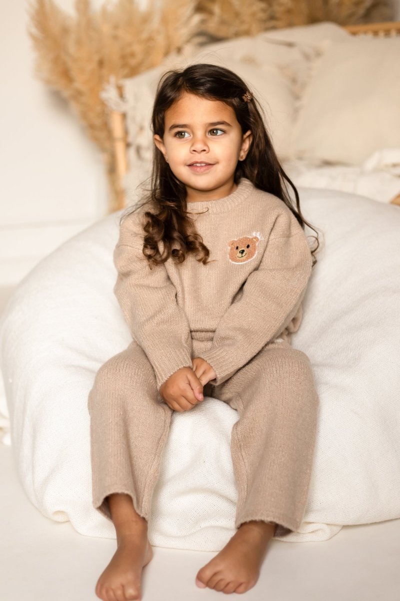 The Cozy Cub Knit Set Taupe Brown - Tracksuits