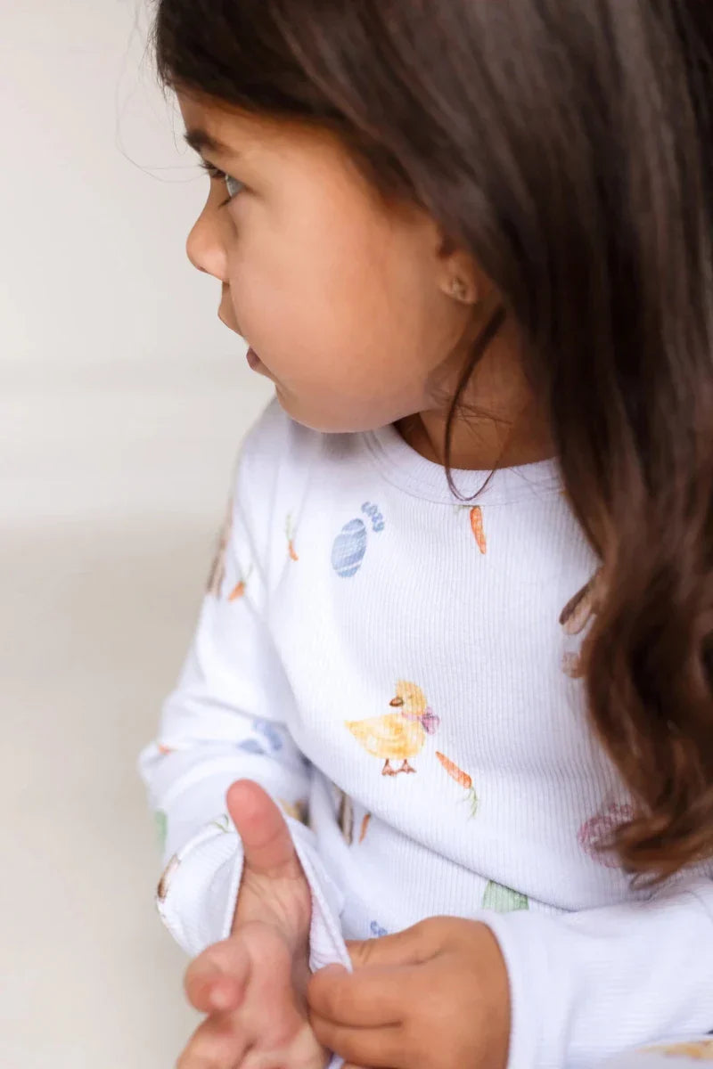 The COZY Hop Ribbed Cotton Two-Piece Set Long Sleeve Pyjamas - Pyjamas