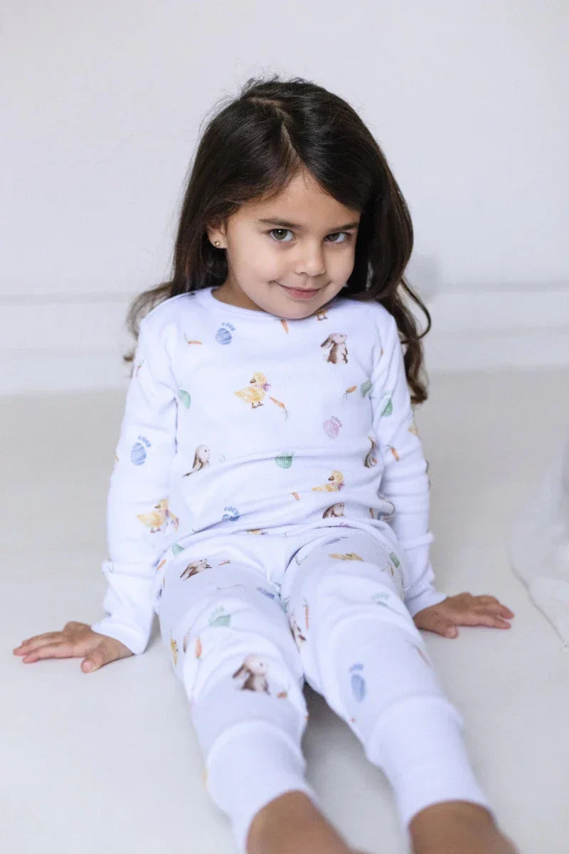 The COZY Hop Ribbed Cotton Two-Piece Set Long Sleeve Pyjamas - Pyjamas