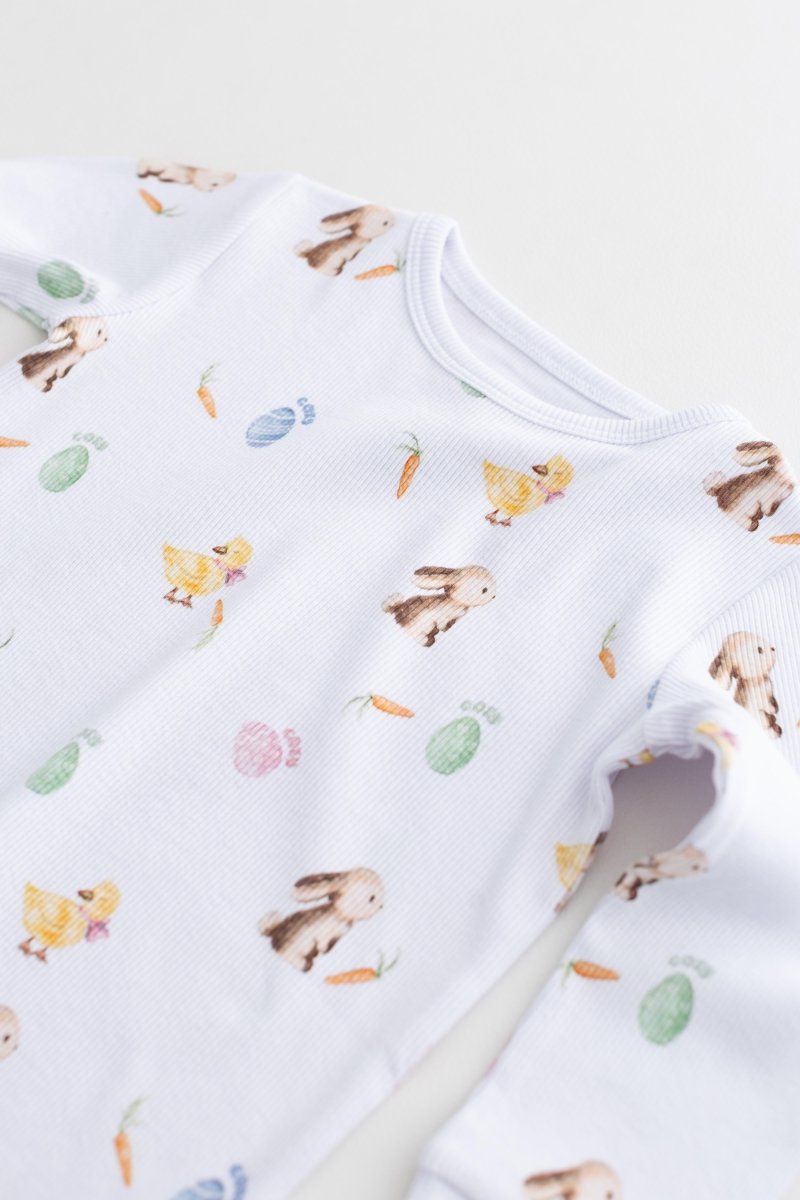 The COZY Hop Ribbed Cotton Two-Piece Set Long Sleeve Pyjamas - Pyjamas