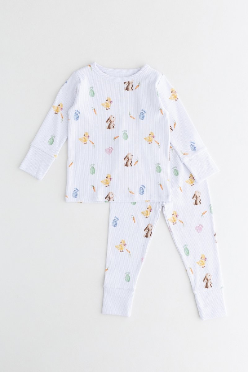 The COZY Hop Ribbed Cotton Two-Piece Set Long Sleeve Pyjamas - Pyjamas