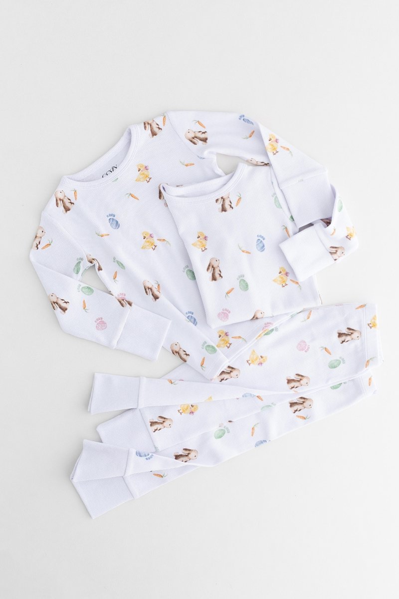 The COZY Hop Ribbed Cotton Two-Piece Set Long Sleeve Pyjamas - Pyjamas