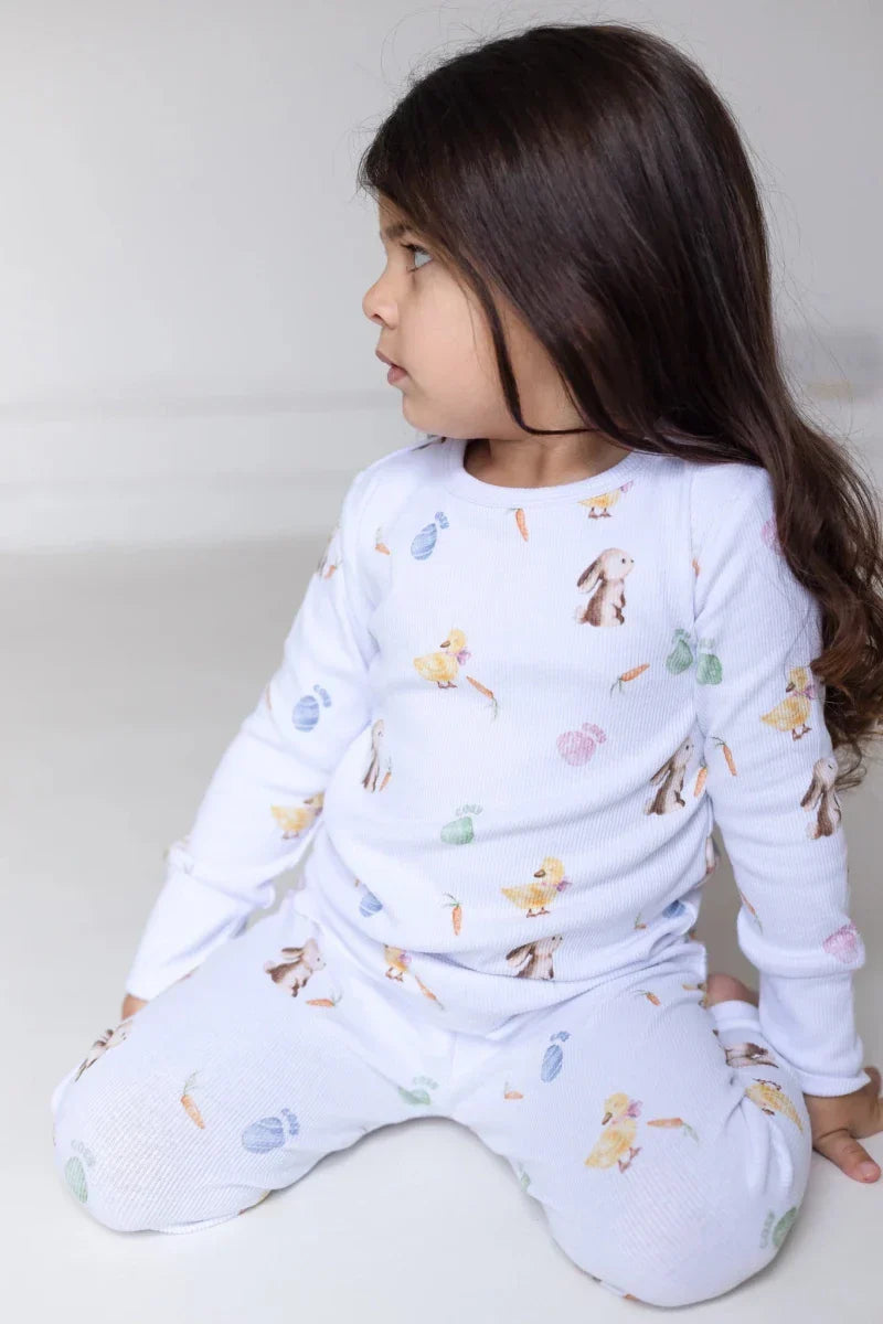 The COZY Hop Ribbed Cotton Two-Piece Set Long Sleeve Pyjamas - Pyjamas