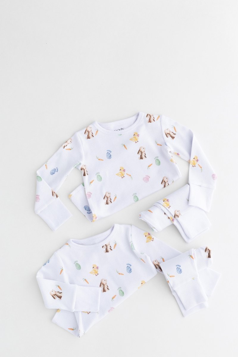 The COZY Hop Ribbed Cotton Two-Piece Set Long Sleeve Pyjamas - Pyjamas