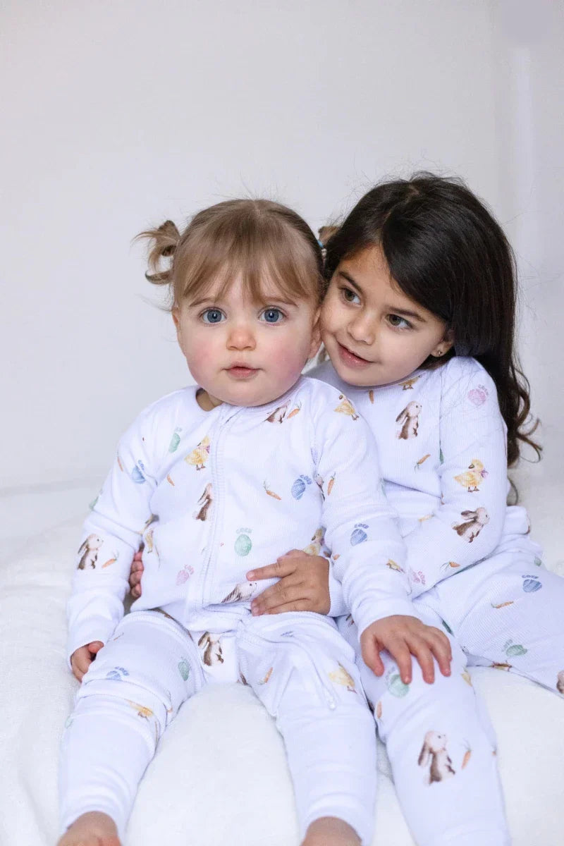 The COZY Hop Sleepsuit Ribbed Cotton Zip One Piece - Sleepsuits