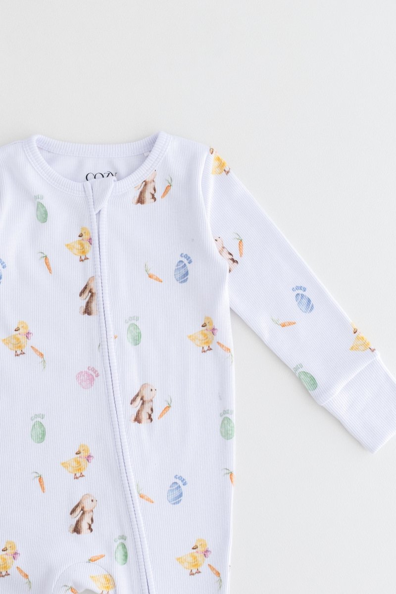 The COZY Hop Sleepsuit Ribbed Cotton Zip One Piece - Sleepsuits