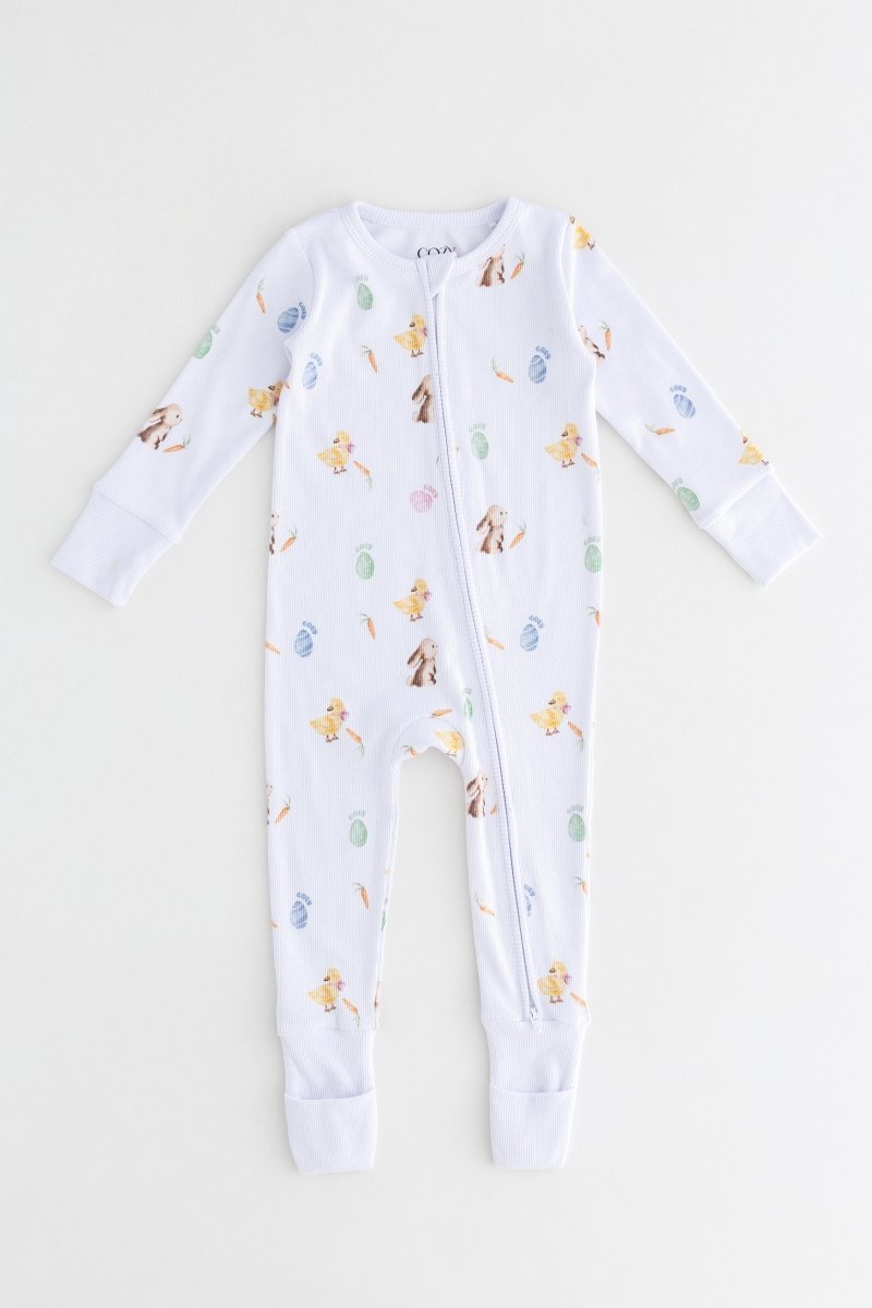 The COZY Hop Sleepsuit Ribbed Cotton Zip One Piece - Sleepsuits