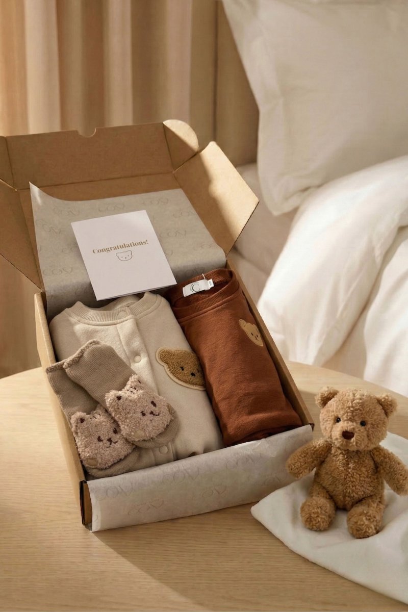 The Cozy Ultimate Bear Tracksuit + Playsuit + Socks Personalised Gift Box - Gift Sets