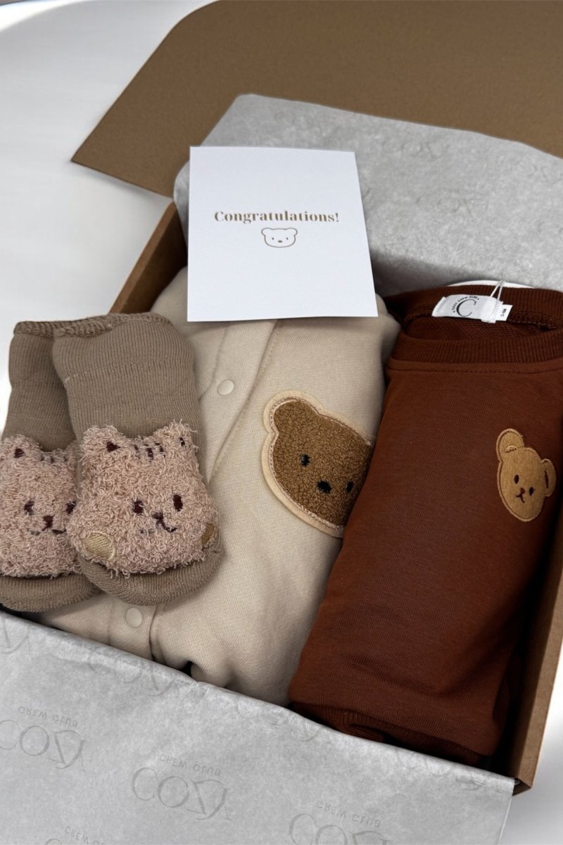 The Cozy Ultimate Bear Tracksuit + Playsuit + Socks Personalised Gift Box - Gift Sets
