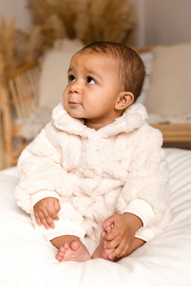 The Fur Bear Lining Fluffy Coat Romper - Pramsuits