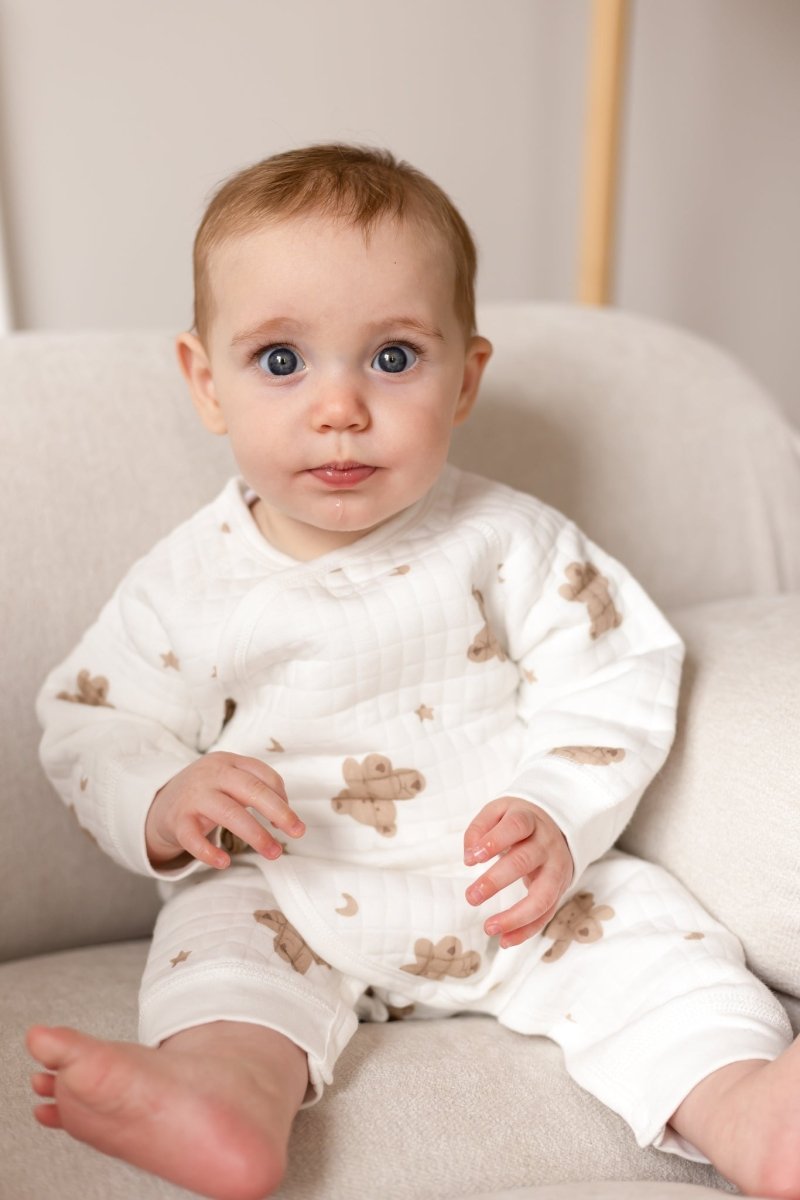 The Happy Bear Boucle Wrap Baby Grow Romper - Rompers