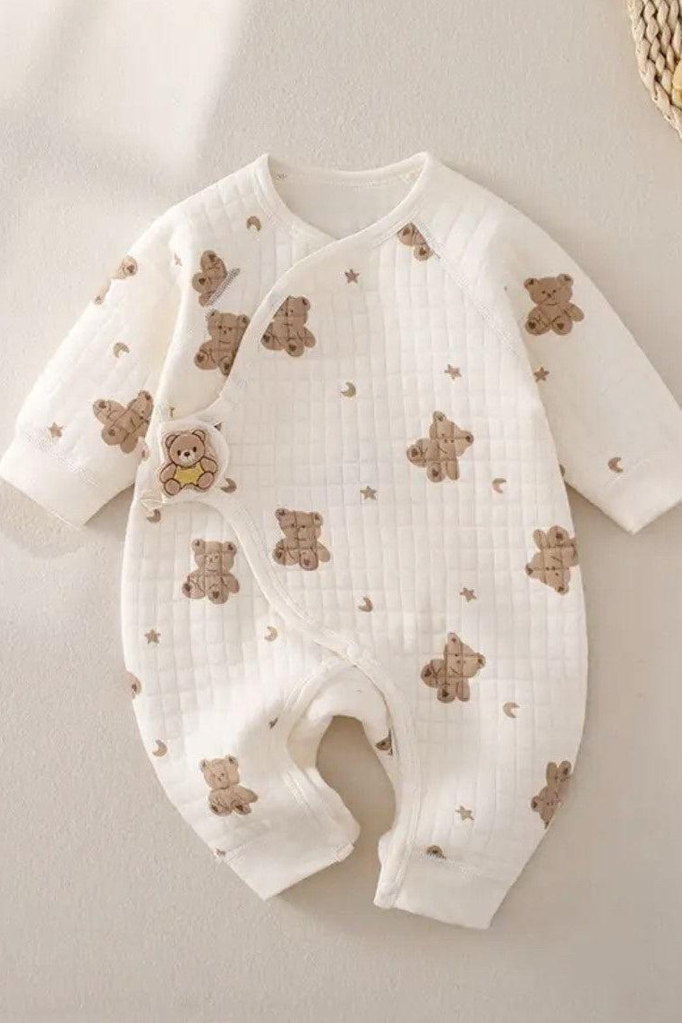 The Happy Bear Boucle Wrap Baby Grow Romper - Rompers