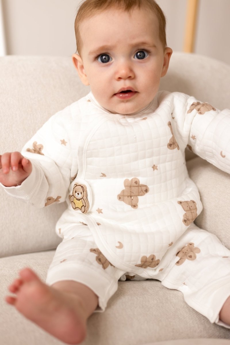 The Happy Bear Boucle Wrap Baby Grow Romper - Rompers