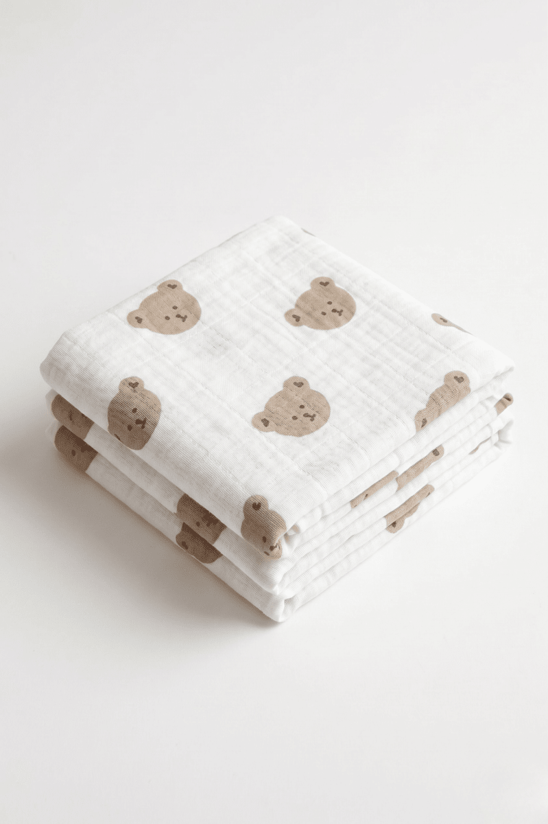 The Happy Bear Muslin Blanket Swaddle - Blankets