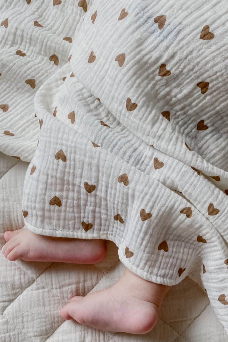 The Love Heart Muslin Blanket Swaddle - Blankets