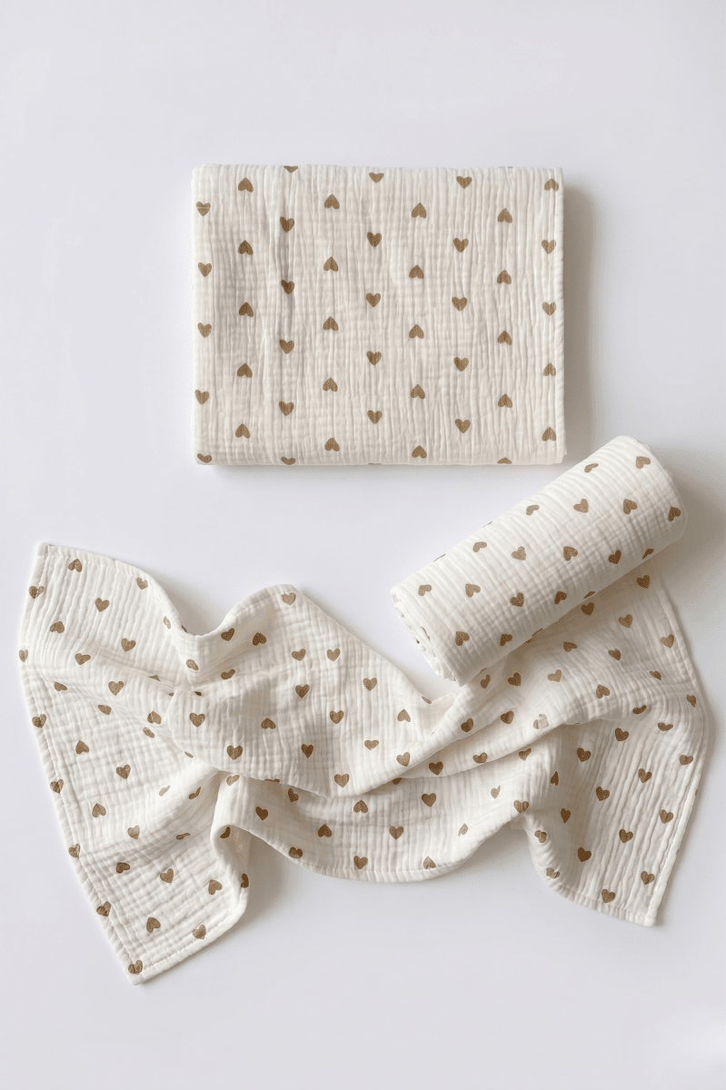 The Love Heart Muslin Blanket Swaddle - Blankets