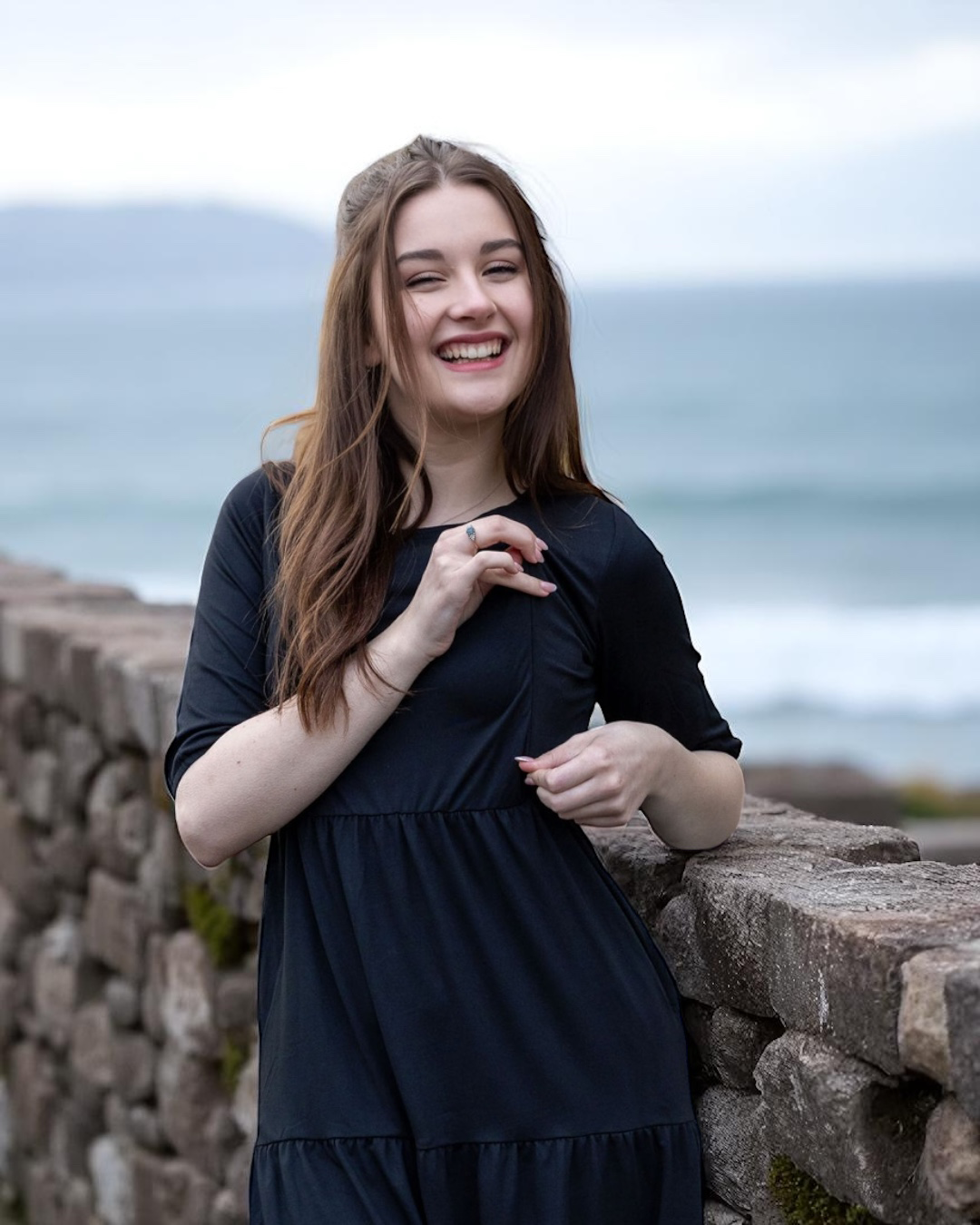 The Midi Breastfeeding Dress - Beth Black Cotton - Apparel & Accessories