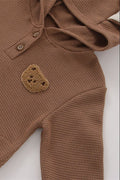 The Pointy Bear Knitted Hooded Playsuit - 0-6 M / Brown - Rompers