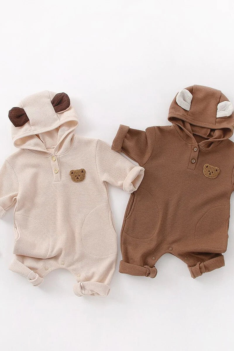 The Pointy Bear Knitted Hooded Playsuit - Rompers