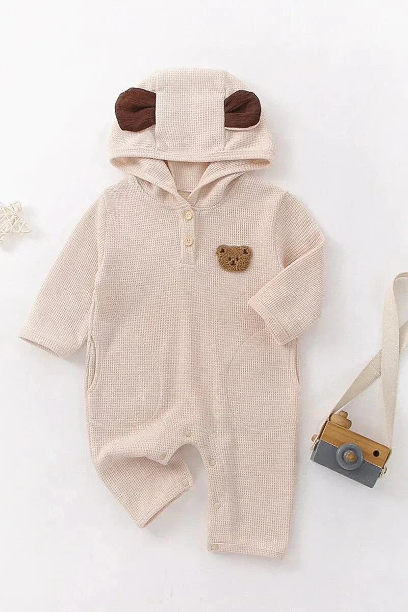 The Pointy Bear Knitted Hooded Playsuit - Rompers