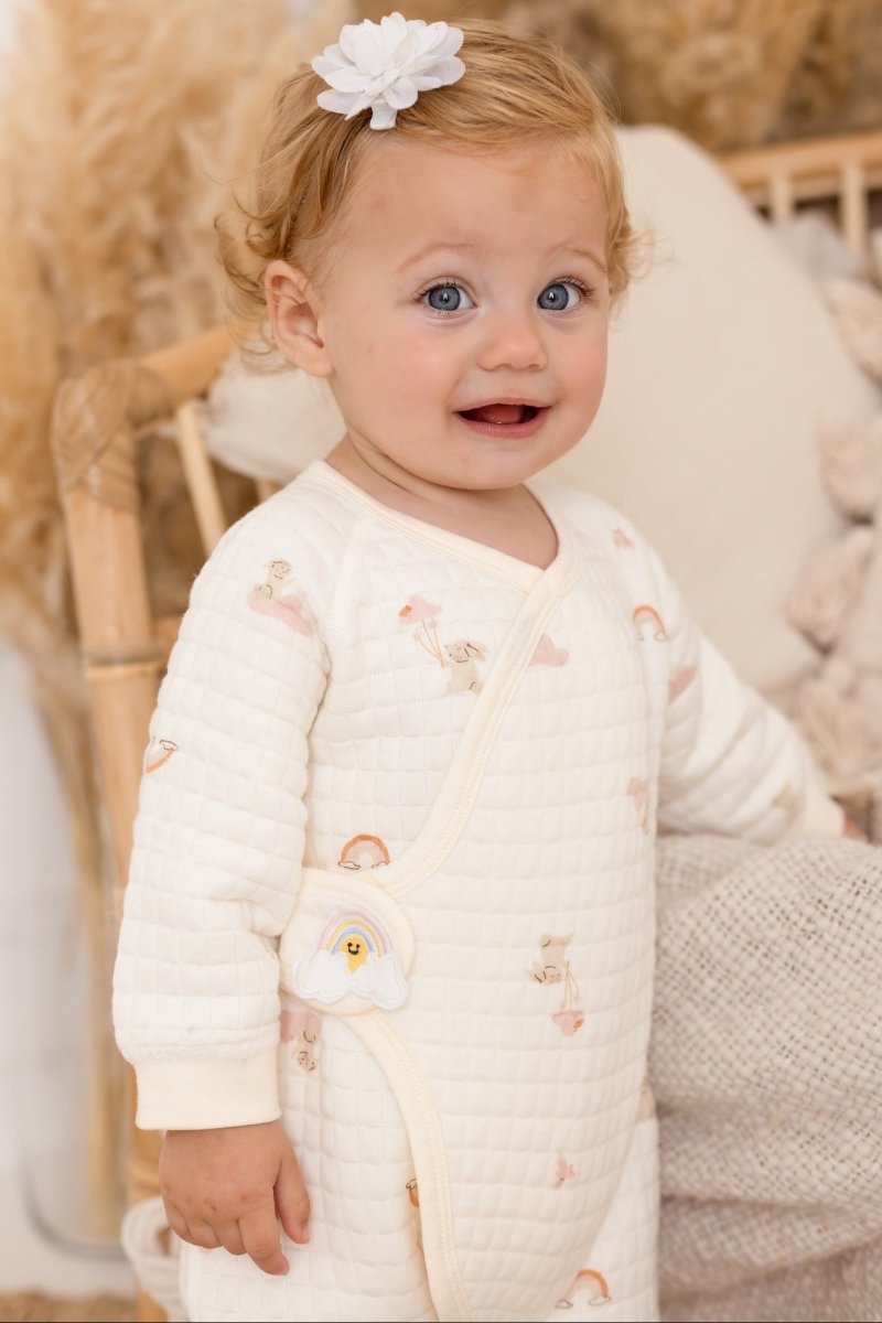 The Rainbow Boucle Wrap Baby Grow Romper - 0-3 M / Blue - Rompers