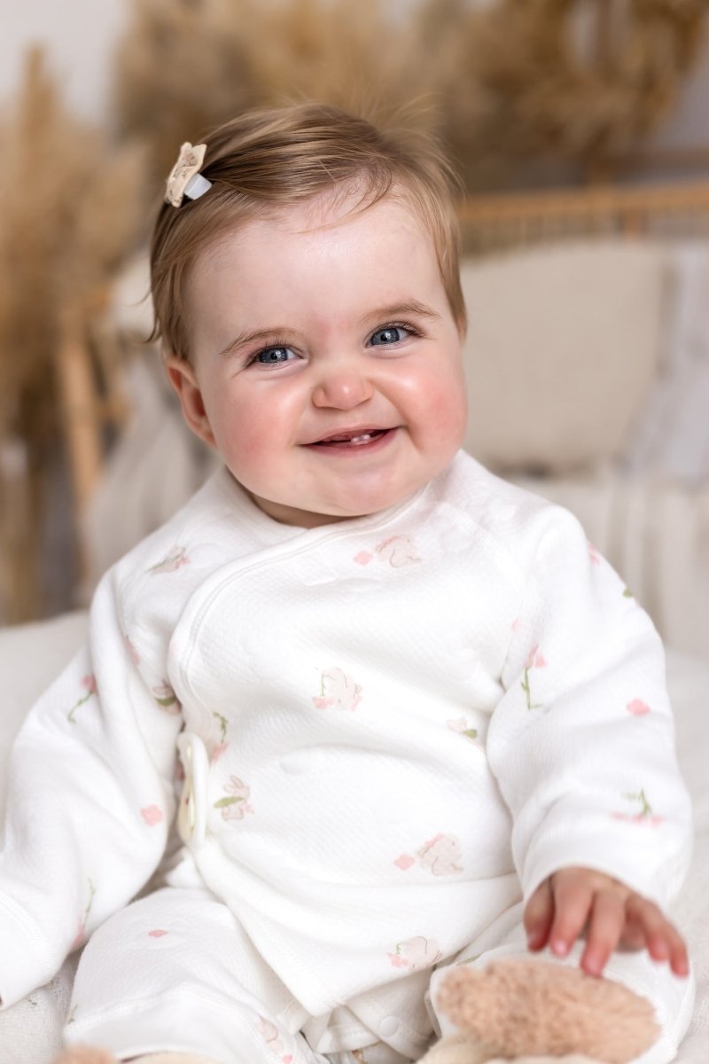 The Snuggle Bun Boucle Wrap Baby Grow Romper - Rompers