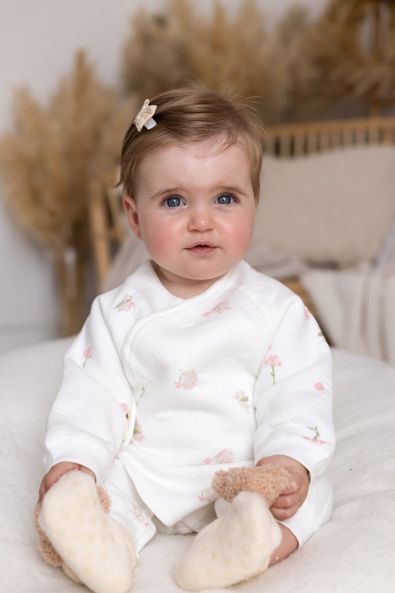 The Snuggle Bun Boucle Wrap Baby Grow Romper - Rompers