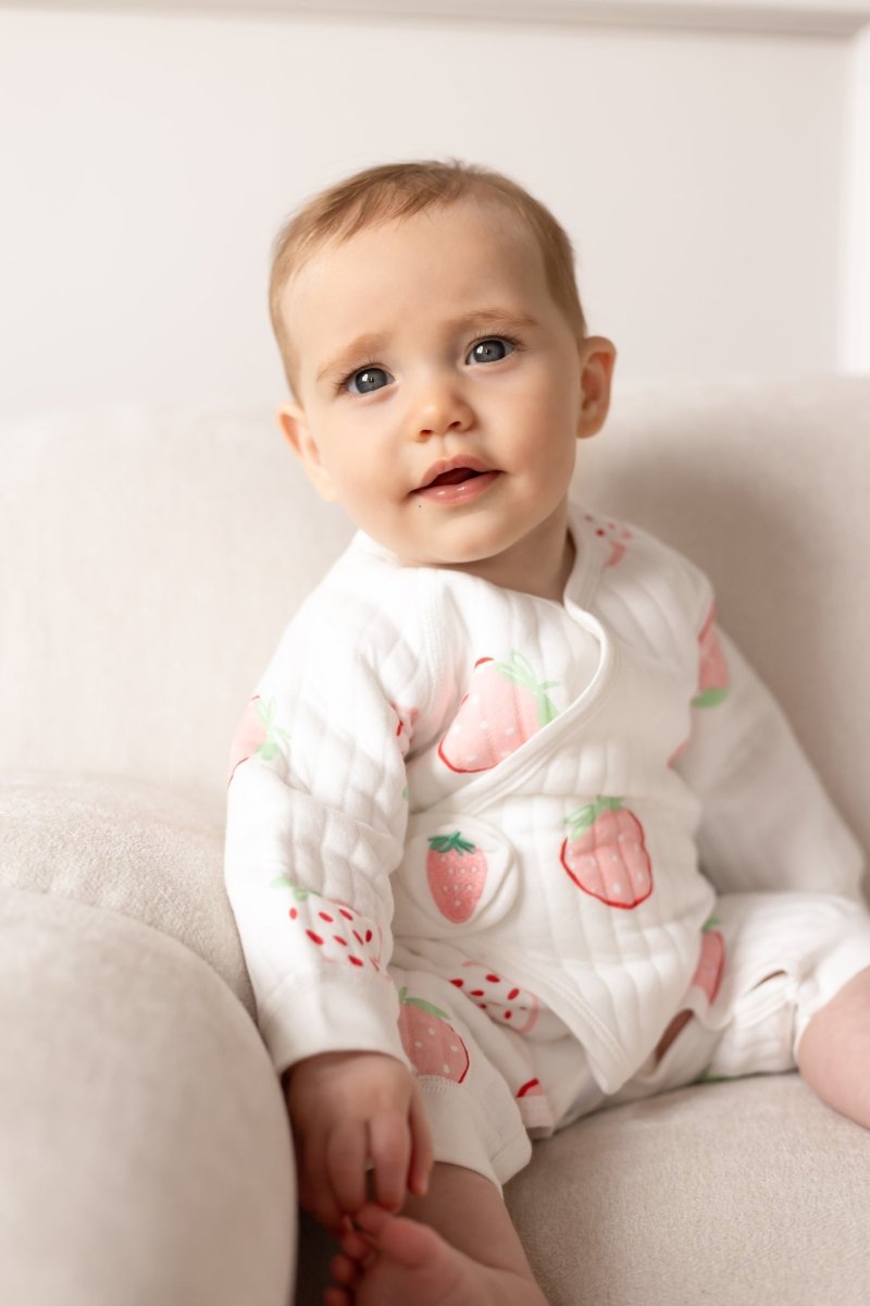 The Strawberry Boucle Wrap Baby Grow Romper - Rompers