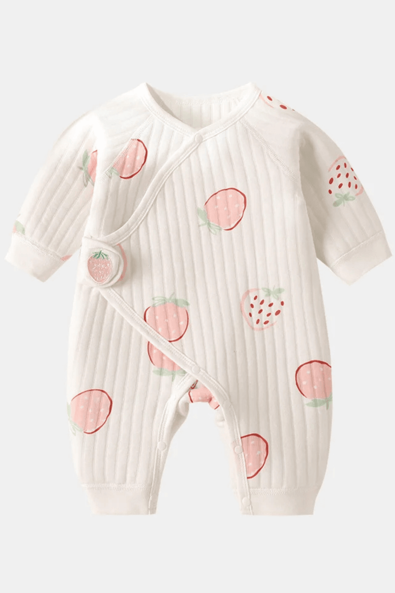 The Strawberry Boucle Wrap Baby Grow Romper - Rompers