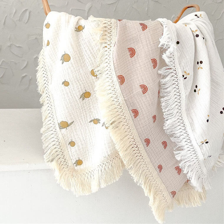 The Tassel Blanket Swaddle (Multiple Prints) - Lemon - Blankets