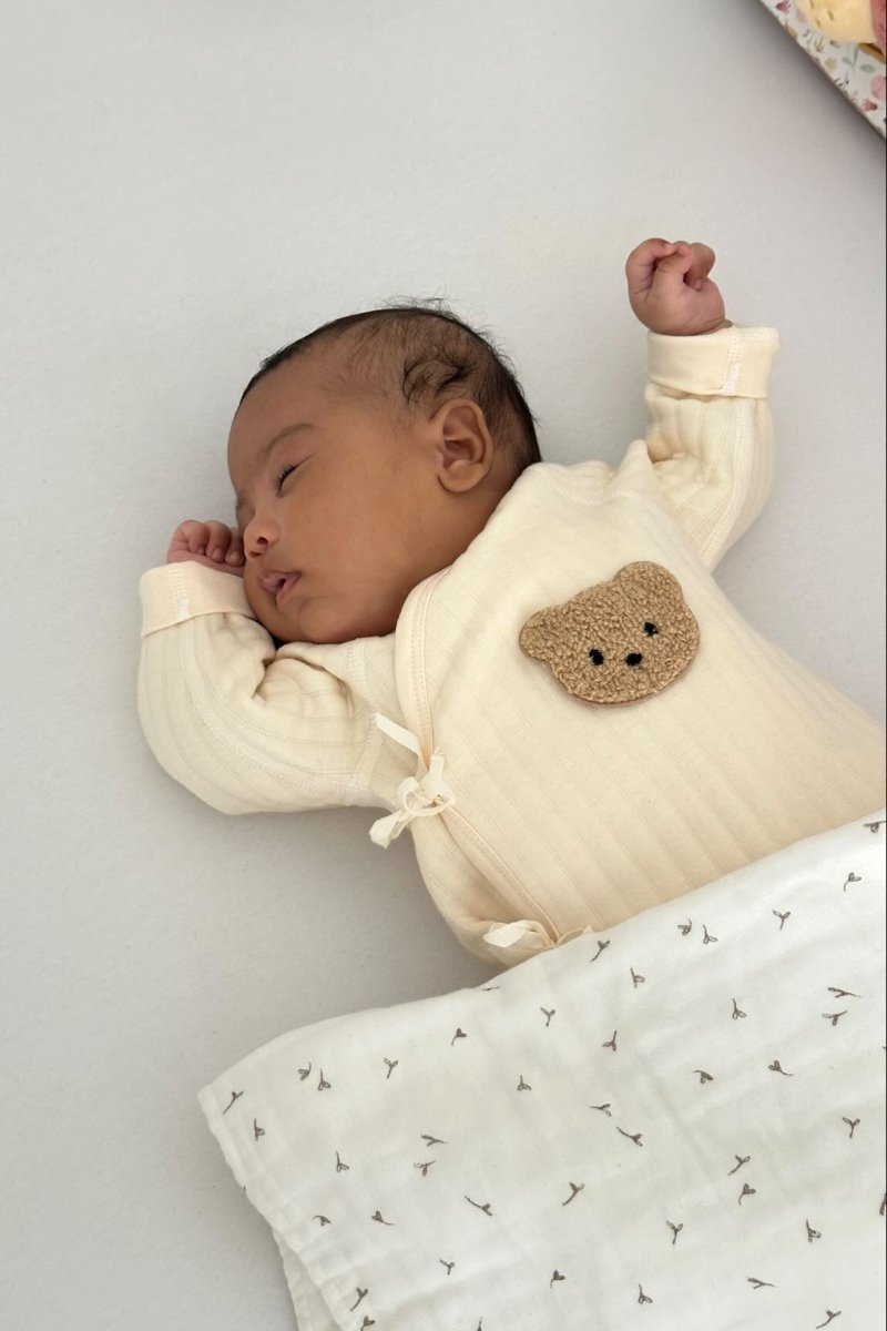 The Teddy Bear Boucle Wrap Baby Grow Romper - Rompers