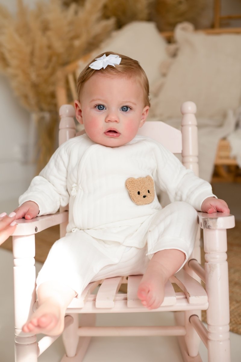 The Teddy Bear Boucle Wrap Baby Grow Romper - Rompers