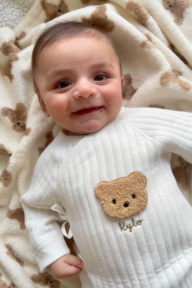 The Teddy Bear Boucle Wrap Baby Grow Romper - Rompers
