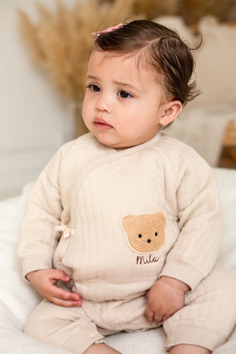 The Teddy Bear Boucle Wrap Baby Grow Romper - Rompers