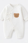 The Teddy Bear Boucle Wrap Baby Grow Romper - White / 0-3 M - Rompers